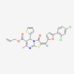 allyl (2E)-2-{[5-(2,4-dichlorophenyl)-2-furyl]methylene}-7-methyl-3-oxo-5-(2-thienyl)-2,3-dihydro-5H-[1,3]thiazolo[3,2-a]pyrimidine-6-carboxylate