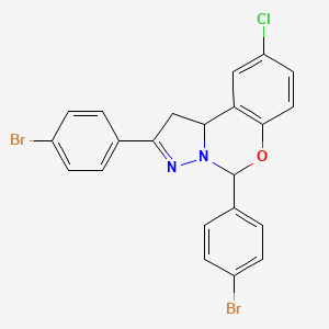 molecular formula C22H15Br2ClN2O B11974067 2,5-Bis(4-bromophenyl)-9-chloro-1,10B-dihydropyrazolo(1,5-C)(1,3)benzoxazine CAS No. 302914-12-1