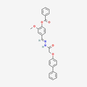 4-[(E)-{2-[(biphenyl-4-yloxy)acetyl]hydrazinylidene}methyl]-2-methoxyphenyl benzoate