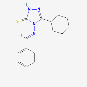 molecular formula C16H20N4S B11974115 5-Cyclohexyl-4-((4-methylbenzylidene)amino)-4H-1,2,4-triazole-3-thiol 