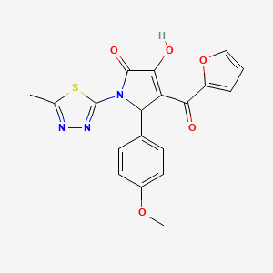 (4E)-4-[furan-2-yl(hydroxy)methylidene]-5-(4-methoxyphenyl)-1-(5-methyl-1,3,4-thiadiazol-2-yl)pyrrolidine-2,3-dione