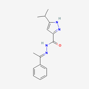 molecular formula C15H18N4O B11974139 3-Isopropyl-N'-(1-phenylethylidene)-1H-pyrazole-5-carbohydrazide CAS No. 303104-18-9