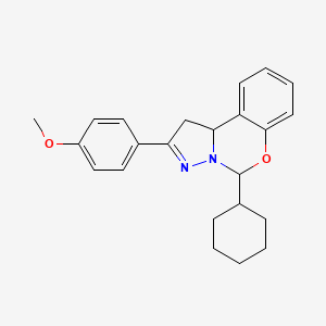 molecular formula C23H26N2O2 B11974155 5-Cyclohexyl-2-(4-methoxyphenyl)-1,10B-dihydropyrazolo(1,5-C)(1,3)benzoxazine CAS No. 303060-73-3