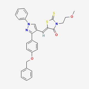 (5Z)-5-({3-[4-(Benzyloxy)phenyl]-1-phenyl-1H-pyrazol-4-YL}methylene)-3-(2-methoxyethyl)-2-thioxo-1,3-thiazolidin-4-one