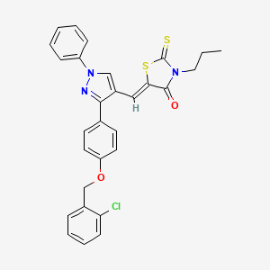 (5Z)-5-[(3-{4-[(2-Chlorobenzyl)oxy]phenyl}-1-phenyl-1H-pyrazol-4-YL)methylene]-3-propyl-2-thioxo-1,3-thiazolidin-4-one