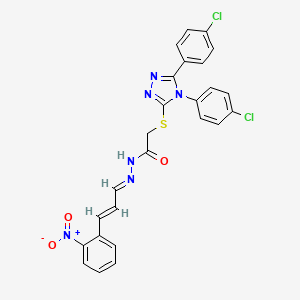 molecular formula C25H18Cl2N6O3S B11974295 2-{[4,5-Bis(4-chlorophenyl)-4H-1,2,4-triazol-3-YL]sulfanyl}-N'-[(E,2E)-3-(2-nitrophenyl)-2-propenylidene]acetohydrazide 