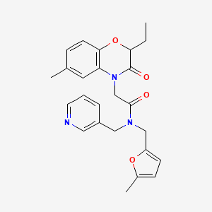 molecular formula C25H27N3O4 B1197434 2-(2-乙基-6-甲基-3-氧代-1,4-苯并恶嗪-4-基)-N-[(5-甲基-2-呋喃基)甲基]-N-(3-吡啶基甲基)乙酰胺 