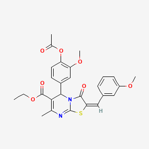 ethyl (2E)-5-[4-(acetyloxy)-3-methoxyphenyl]-2-(3-methoxybenzylidene)-7-methyl-3-oxo-2,3-dihydro-5H-[1,3]thiazolo[3,2-a]pyrimidine-6-carboxylate