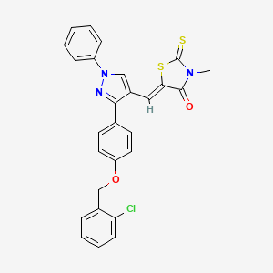 (5Z)-5-[(3-{4-[(2-chlorobenzyl)oxy]phenyl}-1-phenyl-1H-pyrazol-4-yl)methylene]-3-methyl-2-thioxo-1,3-thiazolidin-4-one