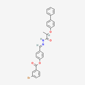 molecular formula C29H23BrN2O4 B11974378 [4-[(E)-[2-(4-phenylphenoxy)propanoylhydrazinylidene]methyl]phenyl] 3-bromobenzoate CAS No. 302910-23-2