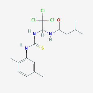 molecular formula C16H22Cl3N3OS B11974390 3-methyl-N-(2,2,2-trichloro-1-{[(2,5-dimethylanilino)carbothioyl]amino}ethyl)butanamide 