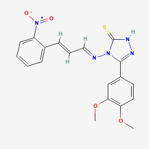 molecular formula C19H17N5O4S B11974474 5-(3,4-dimethoxyphenyl)-4-{[(E,2E)-3-(2-nitrophenyl)-2-propenylidene]amino}-4H-1,2,4-triazol-3-yl hydrosulfide 