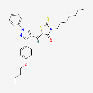 (5Z)-5-{[3-(4-butoxyphenyl)-1-phenyl-1H-pyrazol-4-yl]methylene}-3-heptyl-2-thioxo-1,3-thiazolidin-4-one