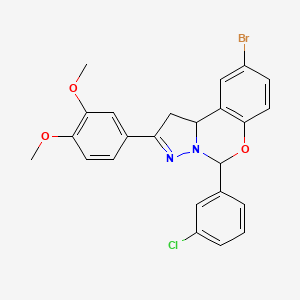 9-Bromo-5-(3-chlorophenyl)-2-(3,4-dimethoxyphenyl)-1,10b-dihydropyrazolo[1,5-c][1,3]benzoxazine