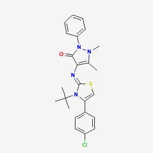 4-[((2Z)-3-Tert-butyl-4-(4-chlorophenyl)-1,3-thiazol-2(3H)-ylidene)amino]-1,5-dimethyl-2-phenyl-1,2-dihydro-3H-pyrazol-3-one