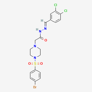 molecular formula C19H19BrCl2N4O3S B11974683 2-{4-[(4-bromophenyl)sulfonyl]piperazin-1-yl}-N'-[(E)-(3,4-dichlorophenyl)methylidene]acetohydrazide 