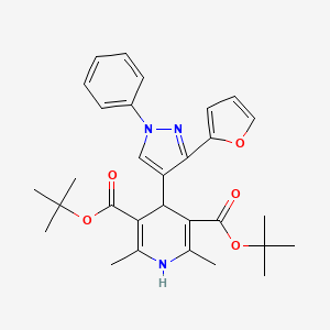 molecular formula C30H35N3O5 B11974703 DI(Tert-butyl) 4-[3-(2-furyl)-1-phenyl-1H-pyrazol-4-YL]-2,6-dimethyl-1,4-dihydro-3,5-pyridinedicarboxylate 