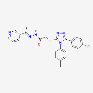 2-{[5-(4-chlorophenyl)-4-(4-methylphenyl)-4H-1,2,4-triazol-3-yl]sulfanyl}-N'-[(1E)-1-(pyridin-3-yl)ethylidene]acetohydrazide