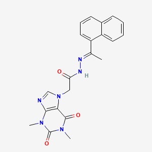 molecular formula C21H20N6O3 B11974777 2-(1,3-Dimethyl-2,6-dioxo-1,2,3,6-tetrahydro-7H-purin-7-YL)-N'-[(E)-1-(1-naphthyl)ethylidene]acetohydrazide 