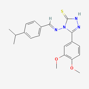 molecular formula C20H22N4O2S B11974838 5-(3,4-Dimethoxyphenyl)-4-{[(E)-(4-isopropylphenyl)methylidene]amino}-4H-1,2,4-triazol-3-YL hydrosulfide 