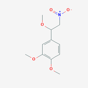 molecular formula C11H15NO5 B11974872 Benzene, 1,2-dimethoxy-4-(1-methoxy-2-nitroethyl)- CAS No. 57542-90-2