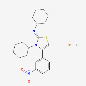 molecular formula C21H28BrN3O2S B11974873 N-[(2Z)-3-cyclohexyl-4-(3-nitrophenyl)-1,3-thiazol-2(3H)-ylidene]cyclohexanamine hydrobromide 