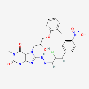 molecular formula C26H26ClN7O6 B11974920 (1Z,2Z)-2-Chloro-3-(4-nitrophenyl)-2-propenal {7-[2-hydroxy-3-(2-methylphenoxy)propyl]-1,3-dimethyl-2,6-dioxo-2,3,6,7-tetrahydro-1H-purin-8-YL}hydrazone 