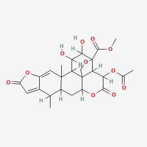 B1197493 Methyl 10-acetyloxy-3,4-dihydroxy-1,16-dimethyl-11,19-dioxo-6,12,20-trioxahexacyclo[13.7.0.02,8.05,9.08,13.017,21]docosa-17,21-diene-5-carboxylate CAS No. 82290-17-3