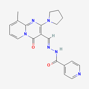 molecular formula C20H20N6O2 B11974968 N'-{(E)-[9-Methyl-4-oxo-2-(1-pyrrolidinyl)-4H-pyrido[1,2-A]pyrimidin-3-YL]methylidene}isonicotinohydrazide 