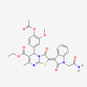 ethyl (2Z)-5-[4-(acetyloxy)-3-methoxyphenyl]-2-[1-(2-amino-2-oxoethyl)-2-oxo-1,2-dihydro-3H-indol-3-ylidene]-7-methyl-3-oxo-2,3-dihydro-5H-[1,3]thiazolo[3,2-a]pyrimidine-6-carboxylate