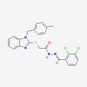 molecular formula C24H20Cl2N4OS B11975185 N'-[(E)-(2,3-dichlorophenyl)methylidene]-2-{[1-(4-methylbenzyl)-1H-benzimidazol-2-yl]sulfanyl}acetohydrazide 