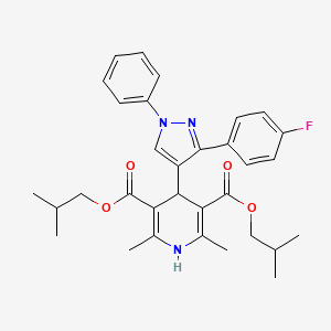 molecular formula C32H36FN3O4 B11975248 Diisobutyl 4-[3-(4-fluorophenyl)-1-phenyl-1H-pyrazol-4-YL]-2,6-dimethyl-1,4-dihydro-3,5-pyridinedicarboxylate 