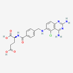 molecular formula C21H21ClN6O5 B1197529 L-Glutamic acid, N-(4-(((2,4-diamino-5-chloro-6-quinazolinyl)amino)methyl)benzoyl)- CAS No. 97541-74-7