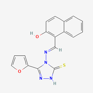 molecular formula C17H12N4O2S B11975290 1-(((3-(2-Furyl)-5-mercapto-4H-1,2,4-triazol-4-YL)imino)methyl)-2-naphthol 