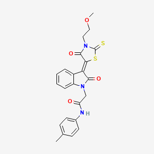 2-{(3Z)-3-[3-(2-methoxyethyl)-4-oxo-2-thioxo-1,3-thiazolidin-5-ylidene]-2-oxo-2,3-dihydro-1H-indol-1-yl}-N-(4-methylphenyl)acetamide