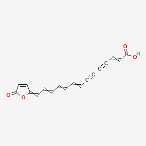 molecular formula C18H12O4 B1197542 2,8,10,12-Tetradecatetraene-4,6-diynoicacid, 14-(5-oxo-2(5H)-furanylidene)-, (2E,8E,10E,12E,14Z)- 