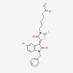 6-[(5Z)-5-(1-benzyl-5-bromo-2-oxo-1,2-dihydro-3H-indol-3-ylidene)-4-oxo-2-thioxo-1,3-thiazolidin-3-yl]hexanoic acid