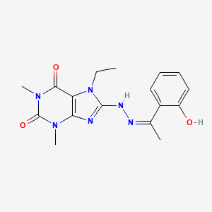 7-ethyl-8-{(2Z)-2-[1-(2-hydroxyphenyl)ethylidene]hydrazinyl}-1,3-dimethyl-3,7-dihydro-1H-purine-2,6-dione