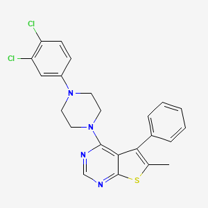 molecular formula C23H20Cl2N4S B11975485 4-[4-(3,4-Dichlorophenyl)piperazin-1-yl]-6-methyl-5-phenylthieno[2,3-d]pyrimidine 