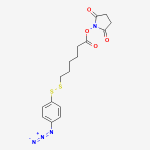 molecular formula C16H18N4O4S2 B1197549 2,5-Pyrrolidinedione, 1-((6-((4-azidophenyl)dithio)-1-oxohexyl)oxy)- CAS No. 85287-40-7
