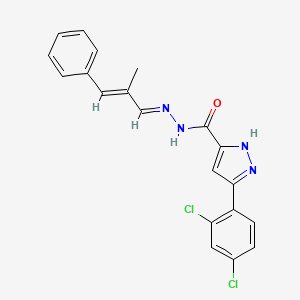 molecular formula C20H16Cl2N4O B11975510 3-(2,4-Dichloro-PH)-N'-(2-ME-3-PH-2-propenylidene)-1H-pyrazole-5-carbohydrazide 