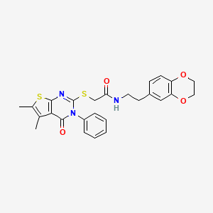 N-[2-(2,3-dihydro-1,4-benzodioxin-6-yl)ethyl]-2-[(5,6-dimethyl-4-oxo-3-phenyl-3,4-dihydrothieno[2,3-d]pyrimidin-2-yl)sulfanyl]acetamide