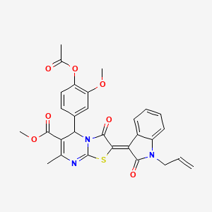 Methyl (2Z)-5-[4-(acetyloxy)-3-methoxyphenyl]-2-(1-allyl-2-oxo-1,2-dihydro-3H-indol-3-ylidene)-7-methyl-3-oxo-2,3-dihydro-5H-[1,3]thiazolo[3,2-A]pyrimidine-6-carboxylate