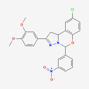 9-Chloro-2-(3,4-dimethoxyphenyl)-5-(3-nitrophenyl)-1,10b-dihydropyrazolo[1,5-c][1,3]benzoxazine