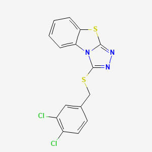 molecular formula C15H9Cl2N3S2 B11975624 3-[(3,4-Dichlorobenzyl)sulfanyl][1,2,4]triazolo[3,4-b][1,3]benzothiazole 