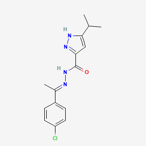 molecular formula C15H17ClN4O B11975637 N'-[(E)-1-(4-chlorophenyl)ethylidene]-3-isopropyl-1H-pyrazole-5-carbohydrazide 