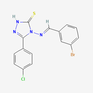 molecular formula C15H10BrClN4S B11975668 4-{[(E)-(3-bromophenyl)methylidene]amino}-5-(4-chlorophenyl)-4H-1,2,4-triazole-3-thiol 