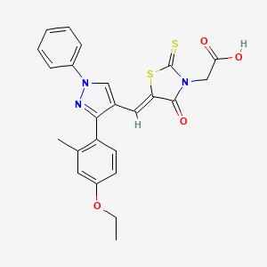 2-[(5Z)-5-[[3-(4-ethoxy-2-methylphenyl)-1-phenylpyrazol-4-yl]methylidene]-4-oxo-2-sulfanylidene-1,3-thiazolidin-3-yl]acetic acid