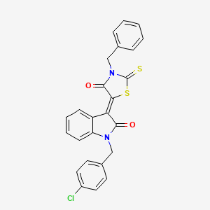 (3Z)-3-(3-benzyl-4-oxo-2-thioxo-1,3-thiazolidin-5-ylidene)-1-(4-chlorobenzyl)-1,3-dihydro-2H-indol-2-one