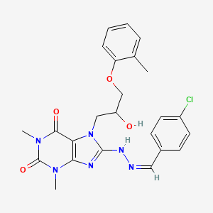 molecular formula C24H25ClN6O4 B11975742 4-Chlorobenzaldehyde {7-[2-hydroxy-3-(2-methylphenoxy)propyl]-1,3-dimethyl-2,6-dioxo-2,3,6,7-tetrahydro-1H-purin-8-YL}hydrazone 